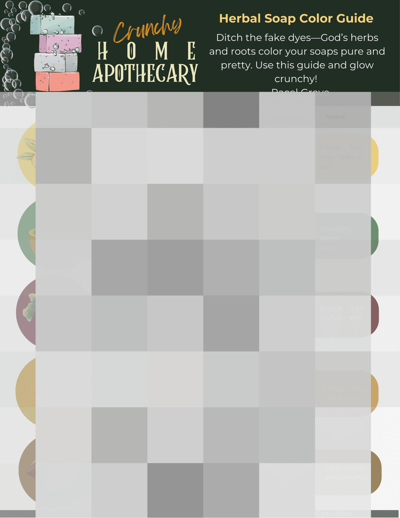 Herbal Soap Color Guide